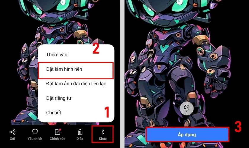 Nhấn vào dấu 3 chấm và chọn Đặt làm hình nền