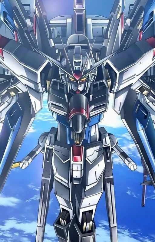 Wallpaper Gundam 4K bay trên bầu trời cho iPhone