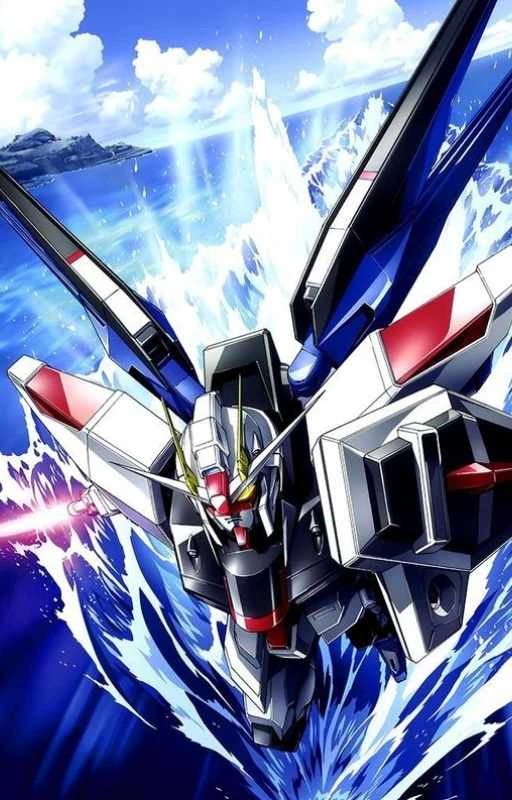 Wallpaper Gundam 4K bay trên bầu trời cho smartphone