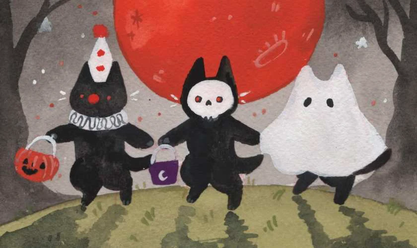 Các chú mèo hóa trang cho kẹo