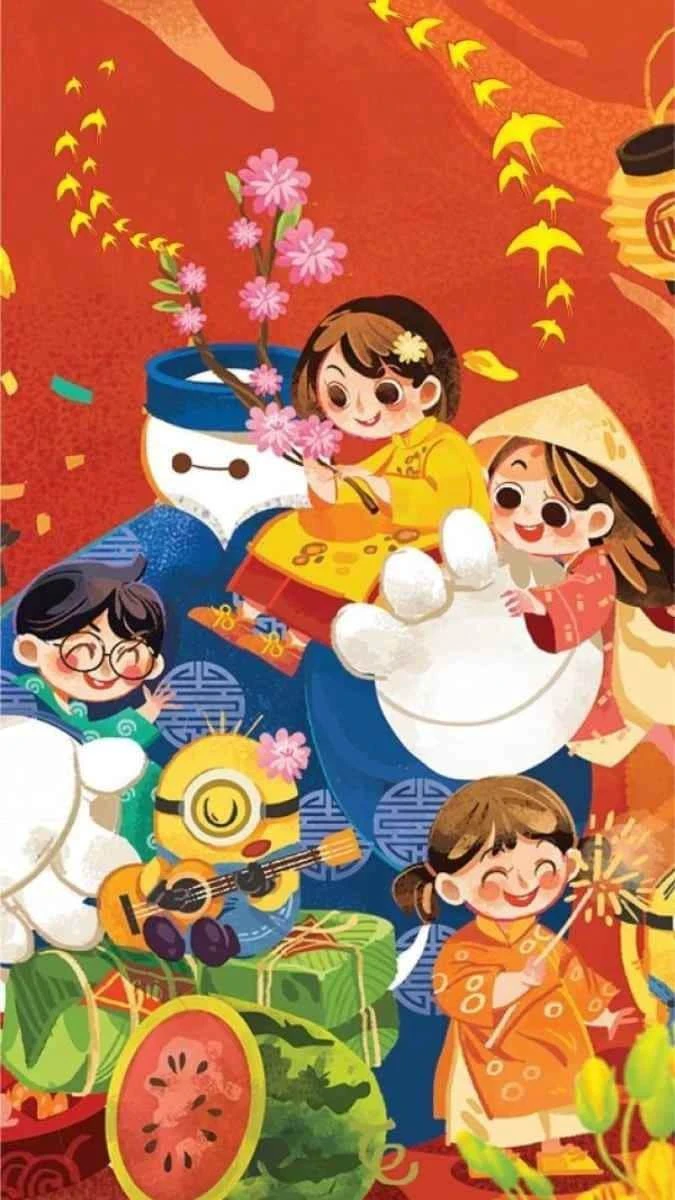 Tranh Vẽ Đón Năm Mới Vui Vẻ