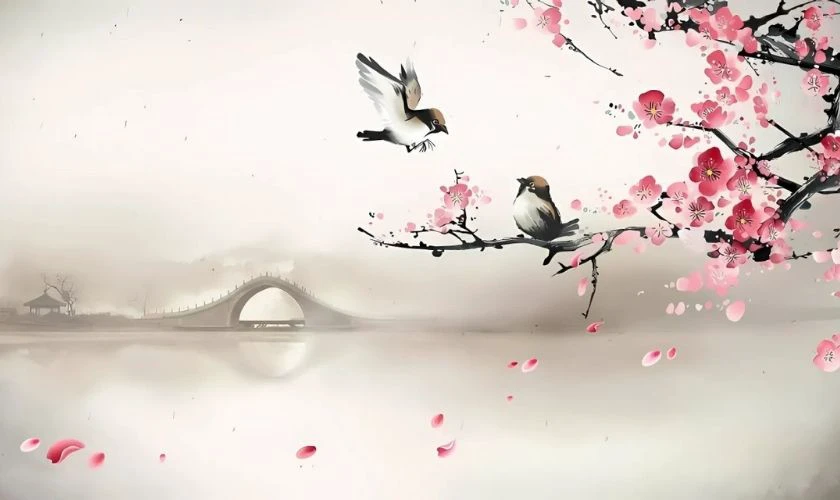 Tranh Vẽ Nghệ Thuật Có Hoa Anh Đào