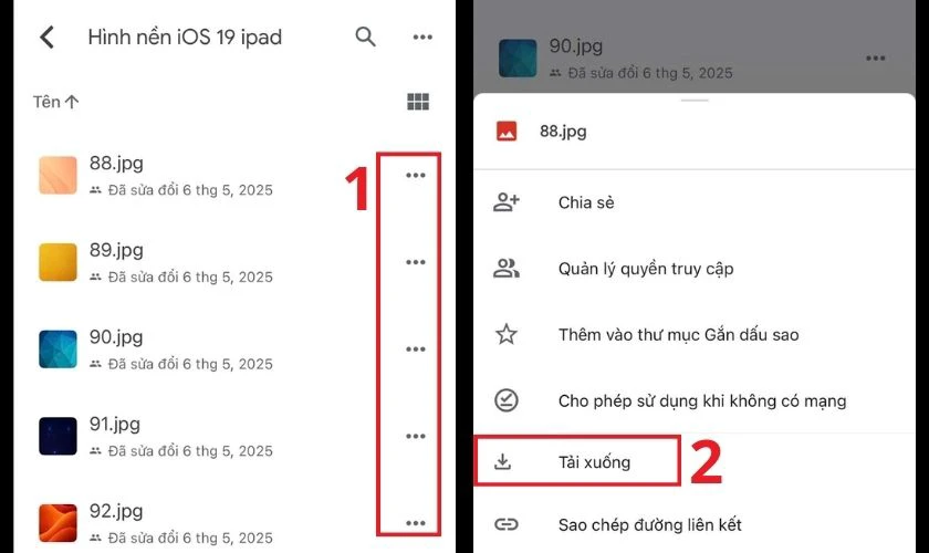 Nhấn vào dấu 3 chấm và chọn Tải xuống