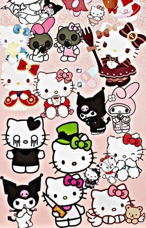 Wallpaper Kuromi và Hello Kitty cho điện thoại siêu xinh