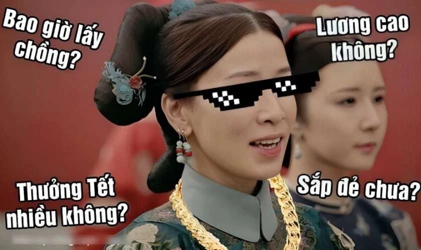 Hình nền meme cho Tết 2025 hài