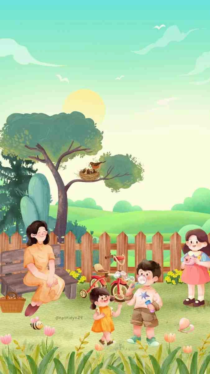 Hình nền về chủ đề gia đình đang vui chơi bên nhau
