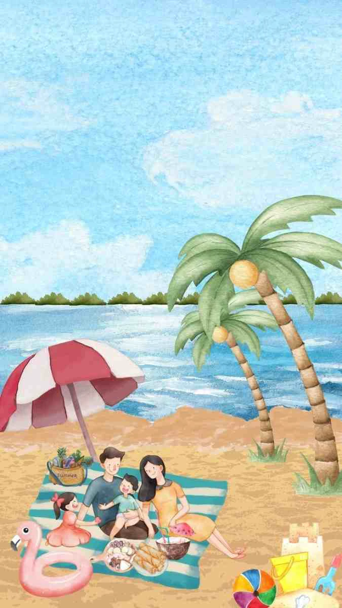 Cả nhà đi du lịch ở biển