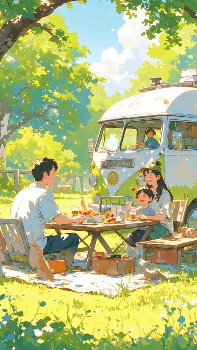 Hình nền cả gia đình cùng đi cắm trại