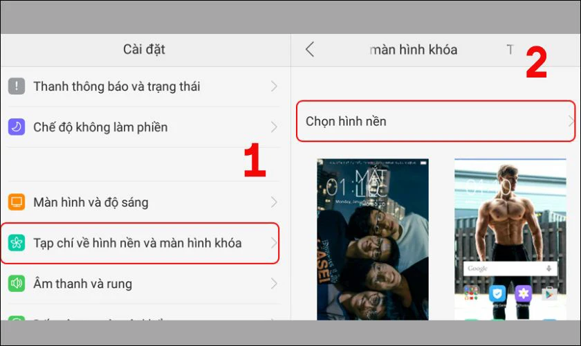 Ấn vào mục Chọn hình nền