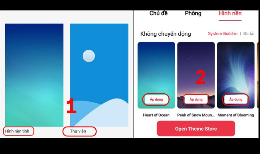 Chọn ảnh mà bạn muốn làm hình nền và ấn Áp dụng