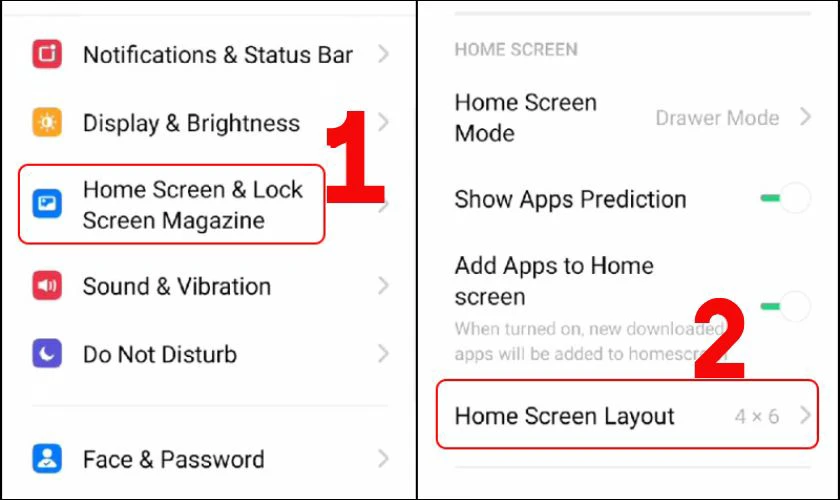 Ấn chọn tiếp chế độ Home Screen Layout