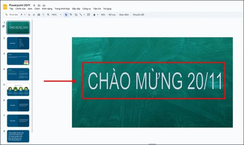 Căn chỉnh bố cục và thêm nội dung trình chiếu