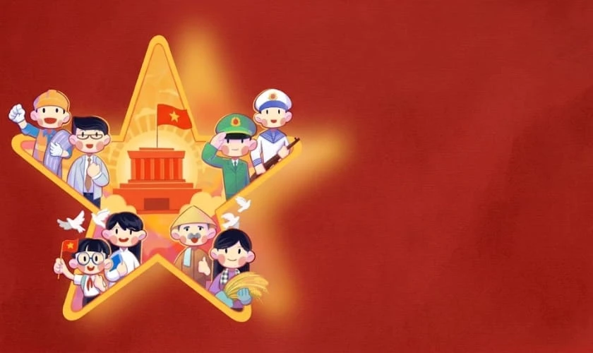 Hình nền slide 30/4 bố cục 3D