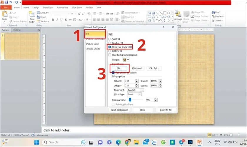 Cách tải nền lên Powerpoint