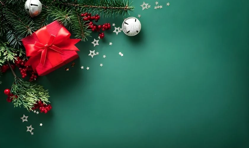 Wallpaper PowerPoint Giáng sinh tone màu xanh