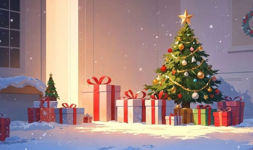 Ảnh nền PowerPoint Giáng sinh chủ đề cây thông Noel