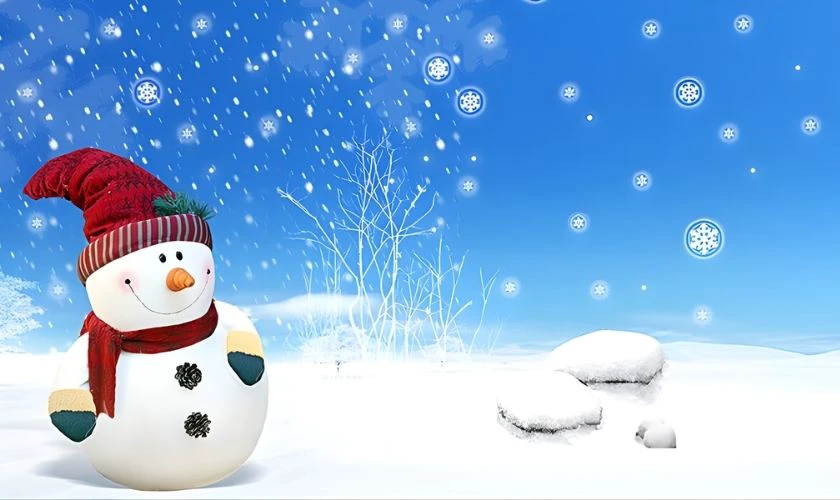 Ảnh nền PowerPoint Giáng sinh chủ đề người tuyết