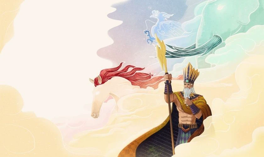 Hình nền Powerpoint Giỗ Tổ Hùng Vương họa tiết vua Hùng