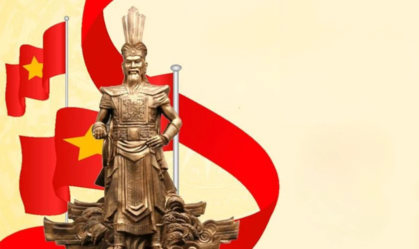 Hình nền Powerpoint Giỗ Tổ Hùng Vương biểu tượng cờ Việt Nam