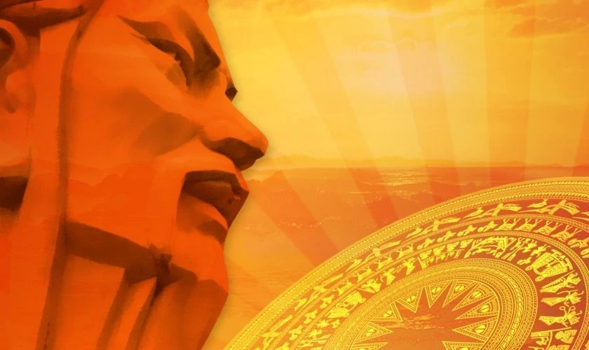 Hình nền Powerpoint Giỗ Tổ Hùng Vương họa tiết trống đồng ấn tượng