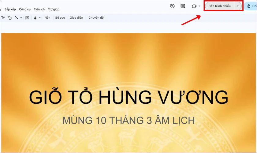 Chọn Bản trình chiếu để kiểm tra lại nội dung
