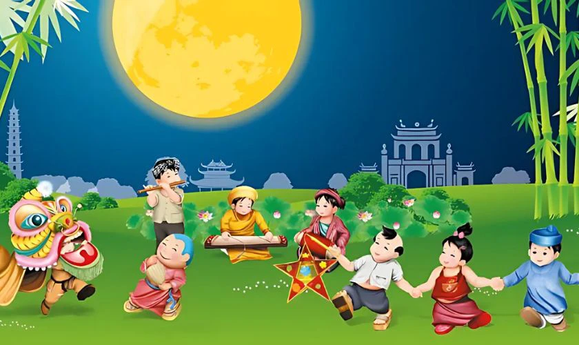 Wallpaper PowerPoint Trung thu chủ đề múa lân