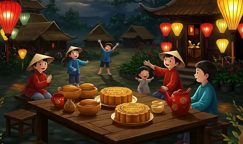 Wallpaper PowerPoint Trung thu chủ đề phá cỗ