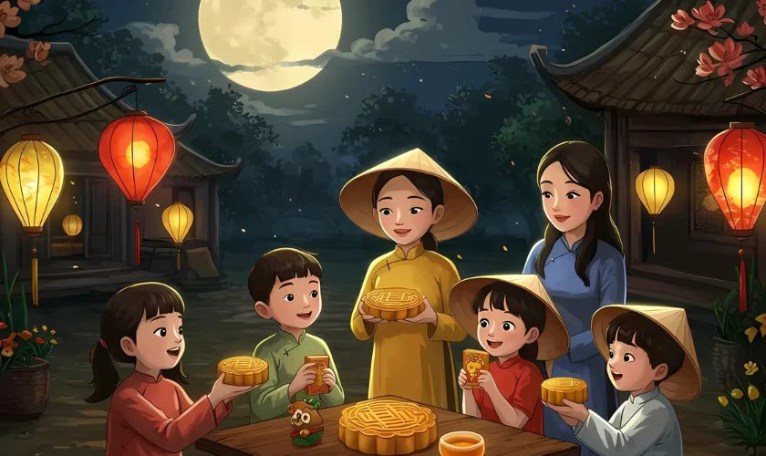 Hình nền PowerPoint Trung thu chủ đề đoàn viên