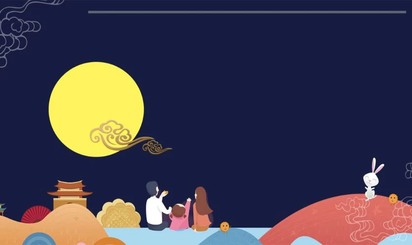 Hình nền PowerPoint Trung thu chủ đề Trăng rằm