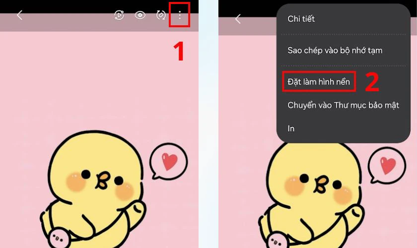Nhấn vào biểu tượng ba chấm và chọn Đặt làm hình nền