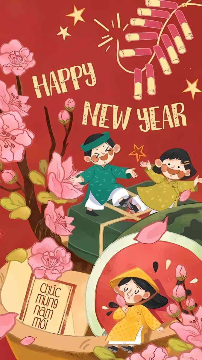 Hình nền Tết 2026 tone đỏ rực rỡ