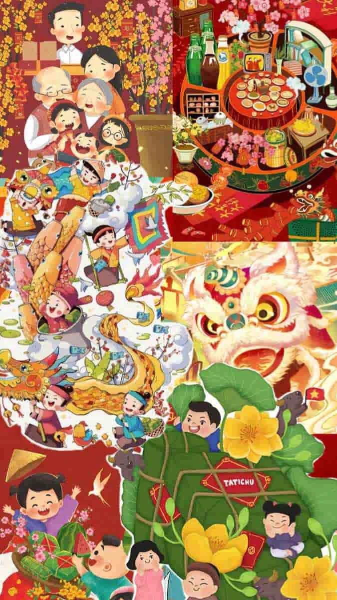Hình nền Tết 2026 tone đỏ sang trọng