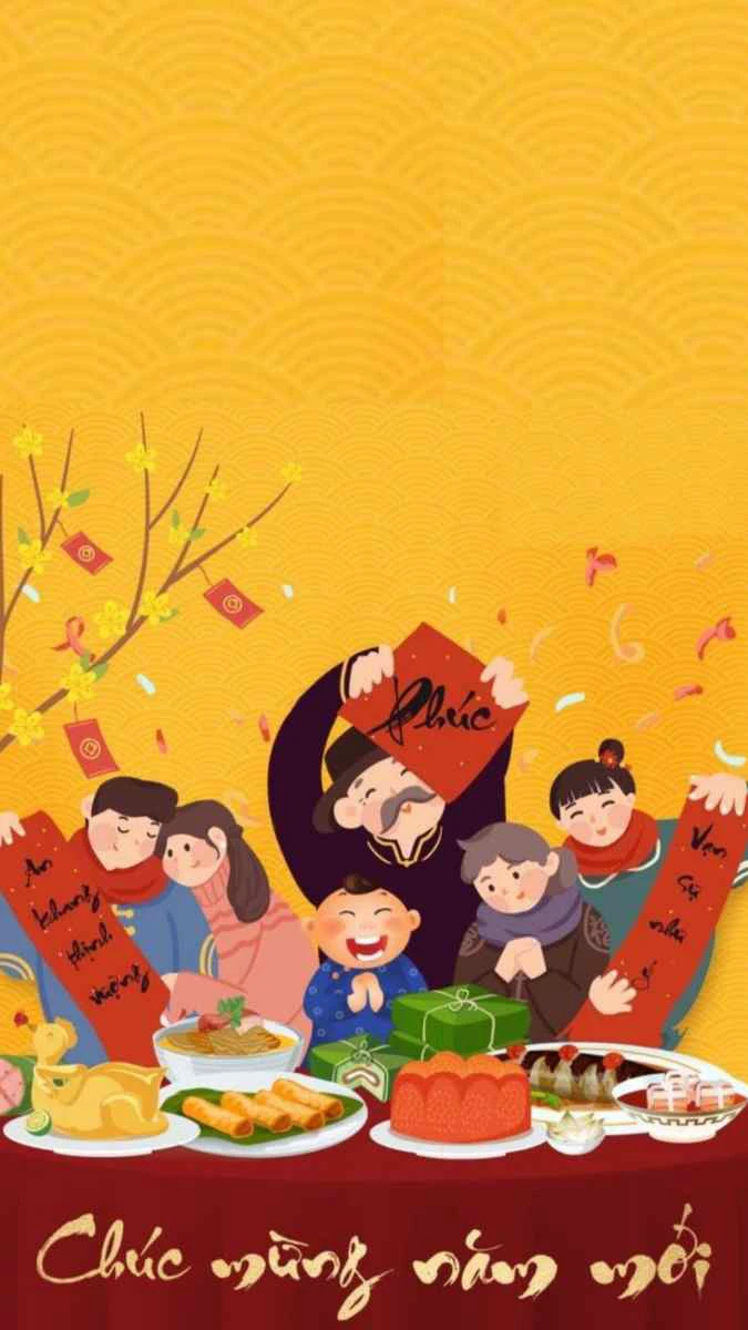 Hình nền điện thoại Tết 2026 tone vàng may mắn