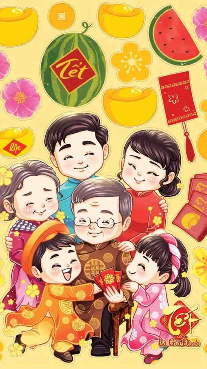 Hình nền điện thoại Tết 2026 tone vàng phú quý