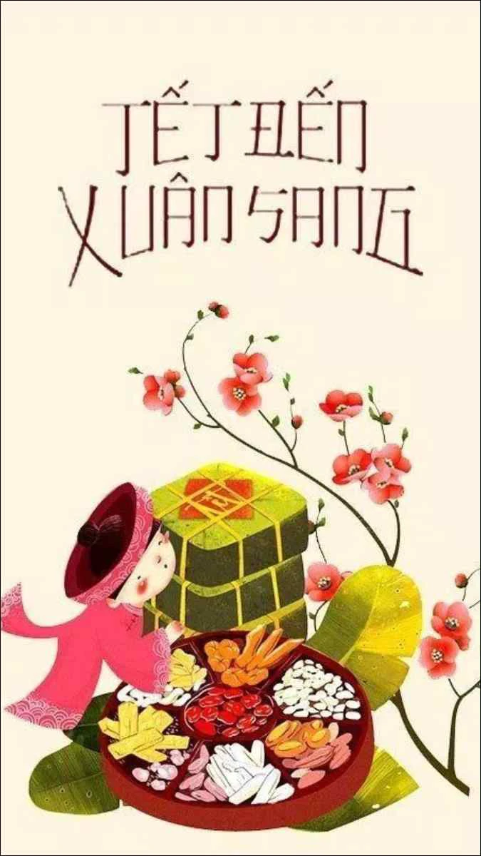 Hình nền điện thoại Tết 2026 tone trắng tươi sáng