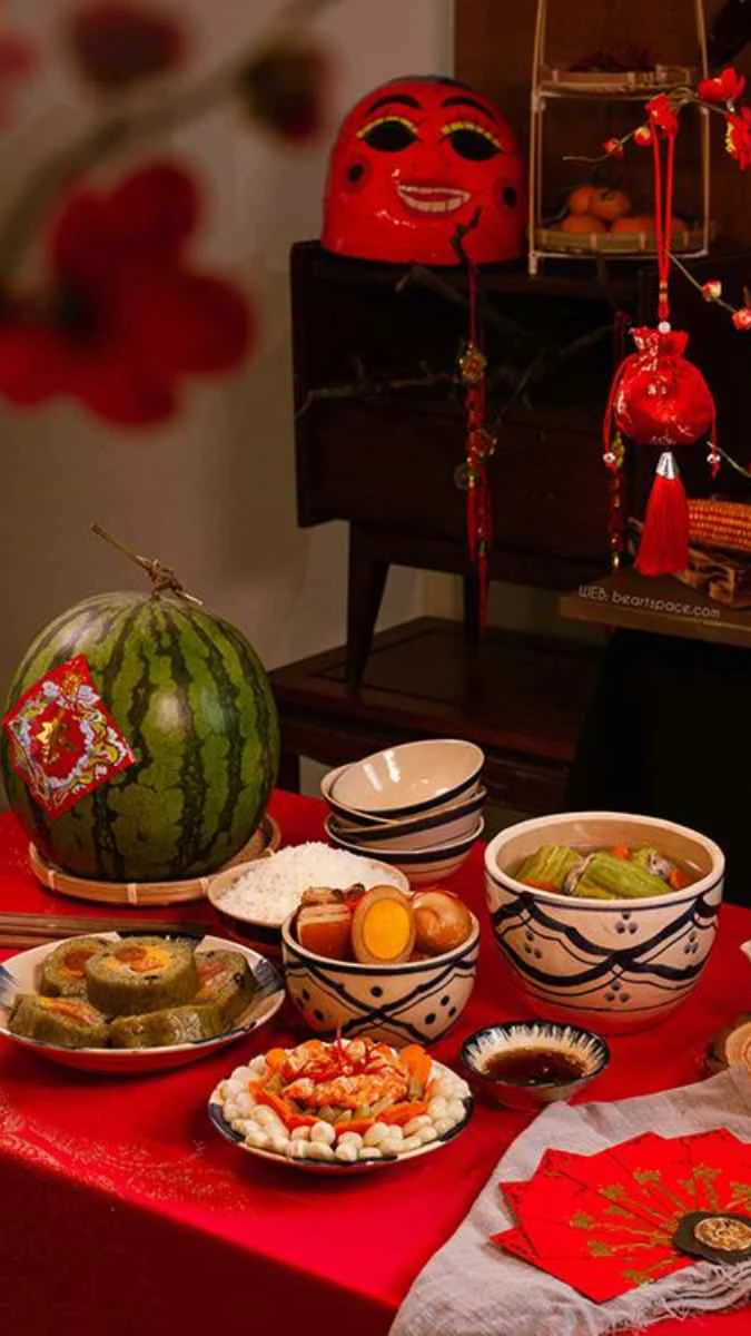 Hình nền Tết 2026 Bính Ngọ chủ đề ẩm thực