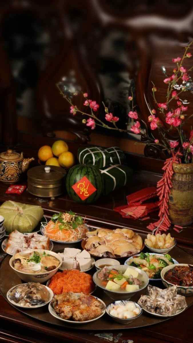 Hình nền Tết 2026 Bính Ngọ chủ đề ẩm thực ấn tượng