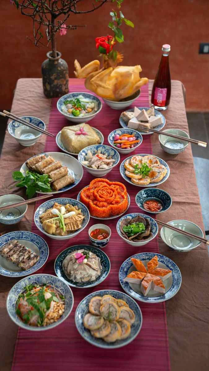 Hình nền Tết 2026 Bính Ngọ chủ đề ẩm thực bắt mắt