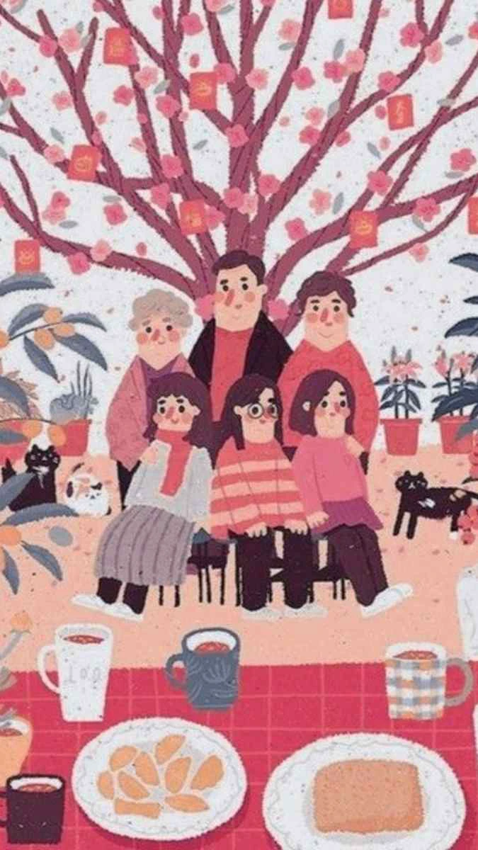 Hình nền Tết 2026 chủ đề gia đình hoài niệm