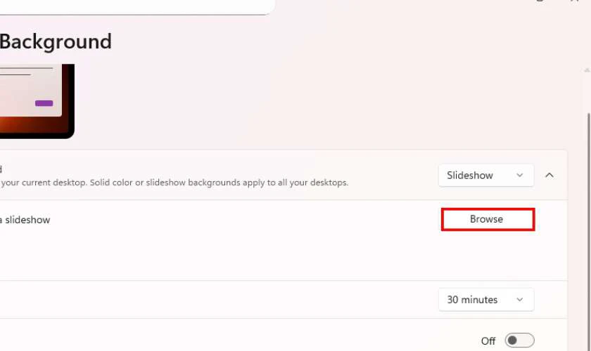 Chọn Background, vào Browse