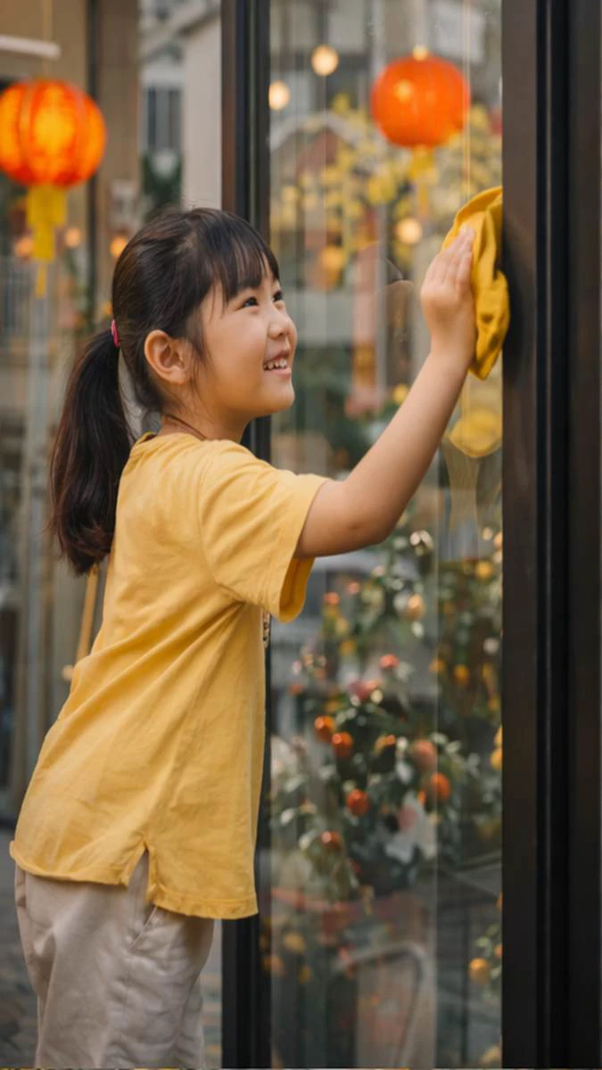 Hình nền gia đình trang trí nhà cửa đón xuân rộn ràng