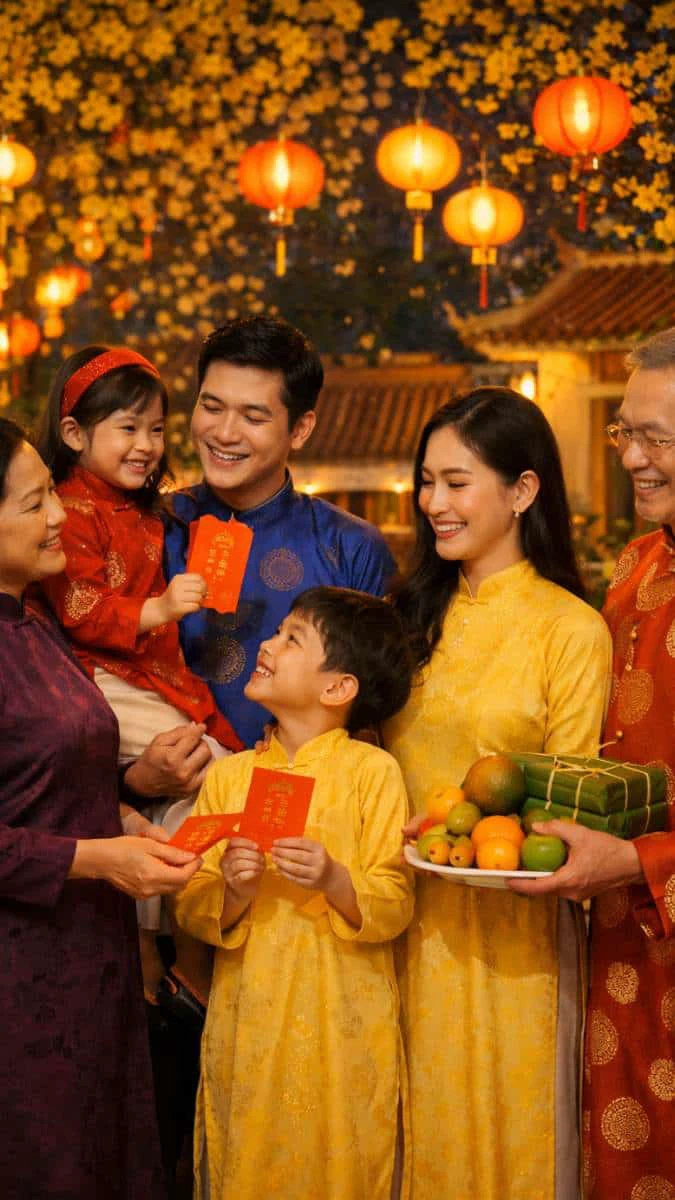 Hình nền Tết gia đình 2026 khoảnh khắc giao thừa đáng nhớ