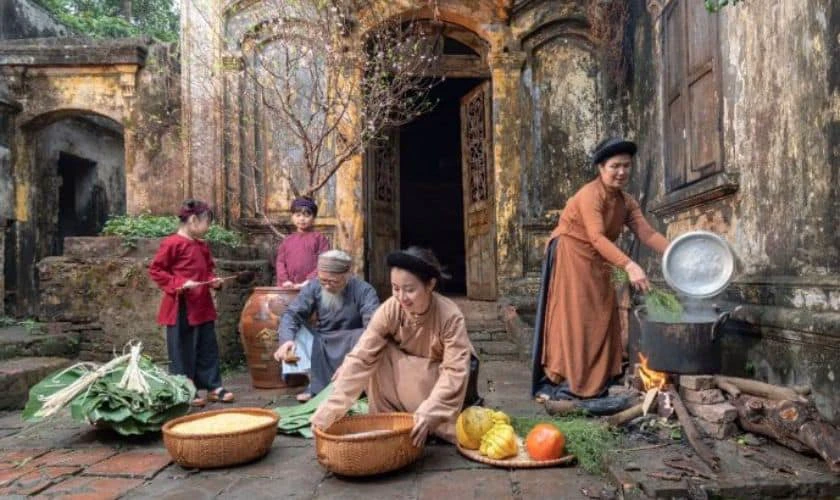 Hình nền Tết 2026 gia đình phong cách truyền thống Việt tự nhiên
