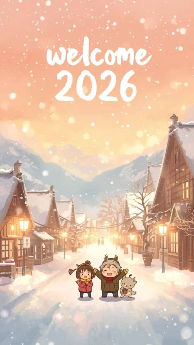 Hình Nền Tết Chibi 2026 Chủ Đề Phong Cảnh 8K