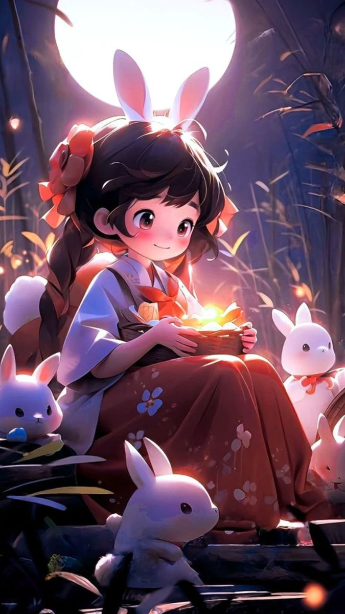 Hình nền Trung thu chủ đề chị Hằng cho điện thoại