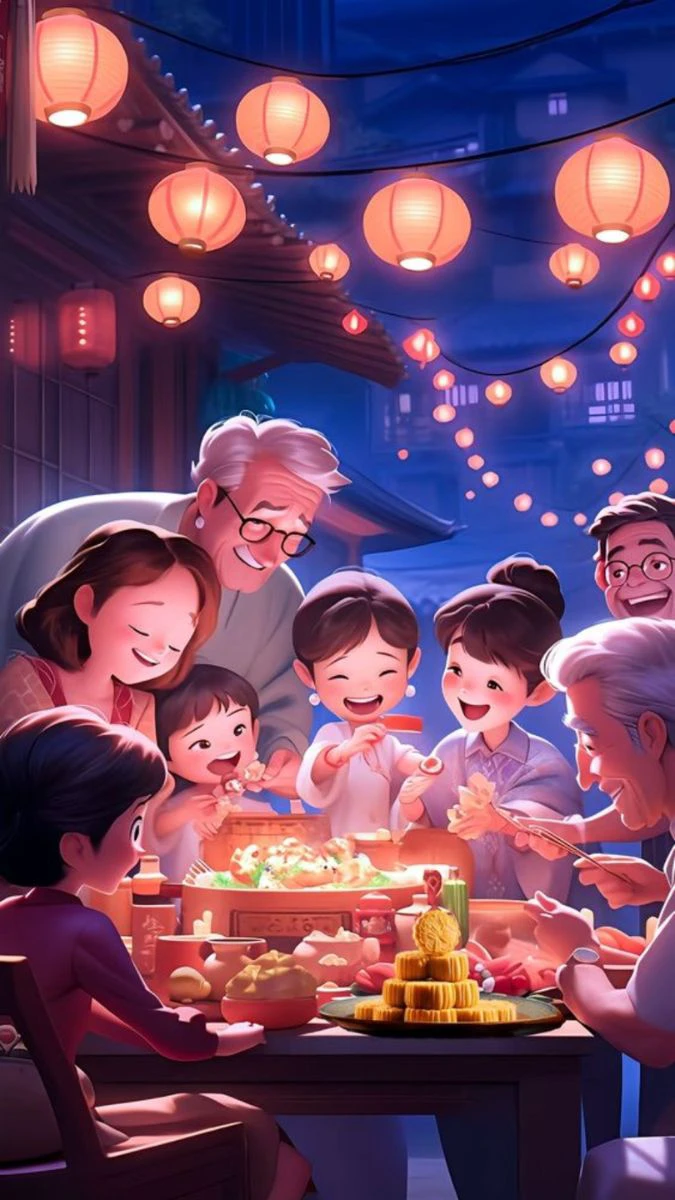 Hình nền Trung thu chủ đề đoàn viên