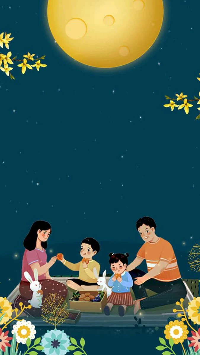 Hình nền Trung thu chủ đề đoàn viên cho điện thoại