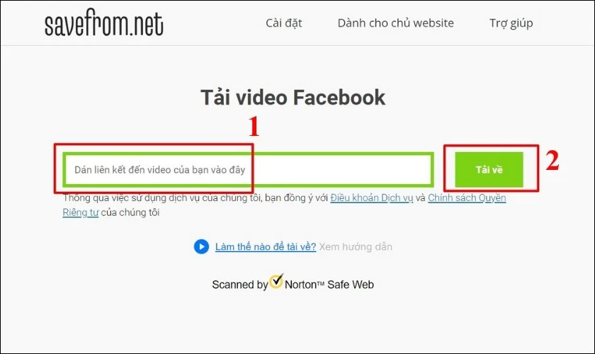 Dán liên kết video Facebook vào ô bên dưới và nhấn chọn Tải về