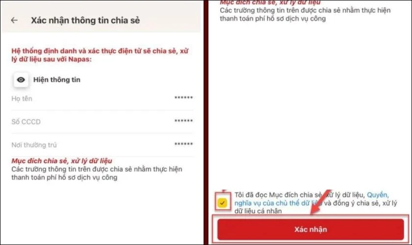 Bước 6: Xác nhận thông tin chia sẻ