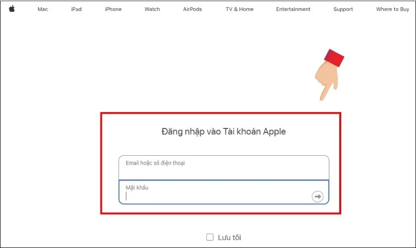 Đăng nhập vào tài khoản Apple của bạn